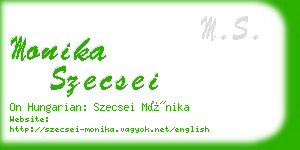 monika szecsei business card